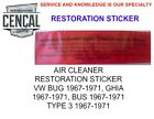113129027h 111-0005 Wcm Vw Bug Bus Ghia Type Air Cleaner Restoration Sticker