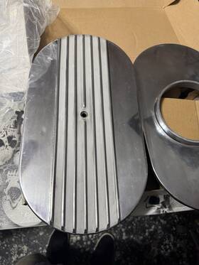 Cfr Performance Hz-6021-4-c 15 Inch Oval Air Cleaner Set Partial Finned Top Chrome Aluminum Paper Filter
