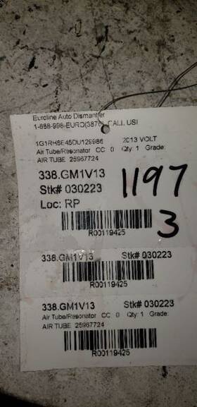 338.gm1v13 Chevrolet Volt 2013 Air Tube/resonator 119425