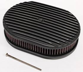 6314-blk Gh 12 Inch Oval Finned Black Aluminum Nostalgia Air Cleaner Washable Filter Display