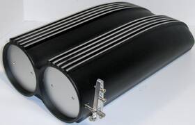 Srn5234bk Gh Finned Aluminum Dual Carb 4 Bbl Shotgun Air Hood Scoop Intake Black Return