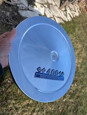 Mcc61bpontiac Motorchrome Air Cleaner For 400 Pontiac Engines Chrome With Blue High Performance Emblem