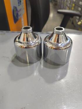 Acc022kk Scp British Pair Of Chrome Dashpot Covers For 1 1/2 Inch Su Hs4 Mga Mgb 1955-1971 Carburetors