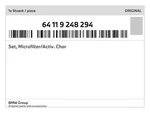 Genuine Bmw Set, Microfilter/activ. Char 64-11-9-248-294 New. Fixed Price $88.11.