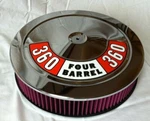 Chrome Air Cleaner Washable Filter 360 Dodge Plymouth Fits Quadrajet Carburetors. Fixed Price $79.95.