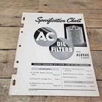 1951 Oil Filters Specification Chart Aluvac Element Dealer Manual Gm. Fixed Price $12.95.