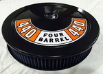 Black Air Cleaner Washable Blue Filter 440 Plymouth Bbl Carb New 14". Fixed Price $79.95.