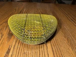 Rare Vintage Edelbrock Yellow Enamel Carburetor Air Intake Mesh Filter Cover. Fixed Price $45.00.