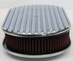 15" Oval Full Finned Polished Aluminum Air Cleaner Red Washable Filter Sbc Bbc. Fixed Price $79.99.
