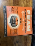 Nos Vintage Fram Fa 100-1 Carburetor Air Filter W/cartridge Ford Mercury V-8. Fixed Price $125.00.