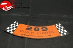 65-67 Mustang 66 Falcon 289-4V Premium Fuel Air Cleaner Decal Part # C5ZF-9638-D. Fixed Price $18.85.