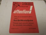 1973 Original Chevrolet/corvette/camaro, Gm Seat Belt Visor Manual Sleeve. Fixed Price $75.00.