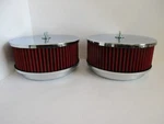 Chrome 6 3/8" Flat Top/red Element Dual Quad Air Cleaner Set 1/8" #5229/RD-2. Fixed Price $69.99.