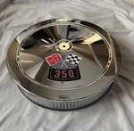Chevrolet Chrome Air Cleaner With 3D Decal 350 White Filter Chevy. Fixed Price $79.95.