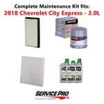 2018 Chevrolet City Express 2.0L Complete Air, Oil & Cabin Filter Kit (5W-30). Fixed Price $88.95.