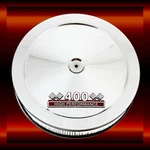 Chrome Air Cleaner For 400 Pontiac Engines With Red And Emblem. Fixed Price $67.99.