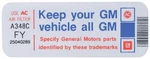1981 Corvette "keep Your All Gm" Air Cleaner Decal (code# Fy 25040289). Fixed Price $8.99.