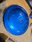 Vintage Moroso Blue Anodized Aluminum Air Cleaner 14" Top + Base Hot Rod Rat. Fixed Price $142.50.