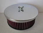Chrome 6 3/8" Flat Top/ Washable Element Air Cleaner 1/8" Carb #5229/RED. Fixed Price $37.99.