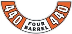 Fits 1965-78 Mopar Dodge Plymouth 440 Four Barrel Orange Air Cleaner Lid Decal. Fixed Price $64.15.