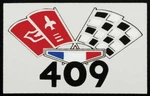 409 Crossed Flag Air Cleaner Decal For 1963 Chevy Impala Bel And Biscayne. Fixed Price $18.98.