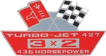 Oer Air Cleaner Decal Turbo-jet 427/435 3X2 Camaro Nova Chevelle Impala Corvette. Fixed Price $18.98.