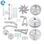 Billet Aluminum Small Block For Chevy Long Water Pump Pulley Kit + Bracket. Fixed Price $158.75.