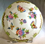 Herend Hungary Queen Victoria Green Trim/gold 7-1/4" Diameter Salad Plate #4!. Fixed Price $134.99.