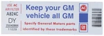 1982 Corvette 350 Air Cleaner "keep Your Car All Gm" Decal (code# Dy. Fixed Price $8.99.