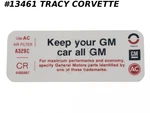 1972 Chevy Corvette Chevelle Camaro Air Cleaner Decal Keep Your Gm Car All. Fixed Price $13.00.